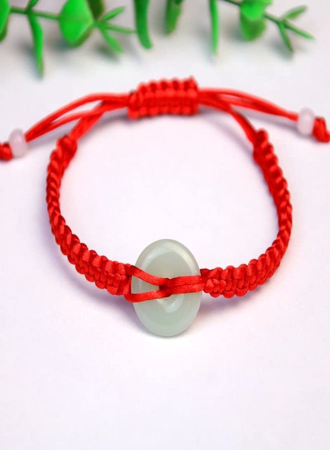 FORUBUS Green Jade Buddha Circle Red String Pendant Necklace - Chinese Traditional Amulet for Luck and Protection-3bracelets - Image 5